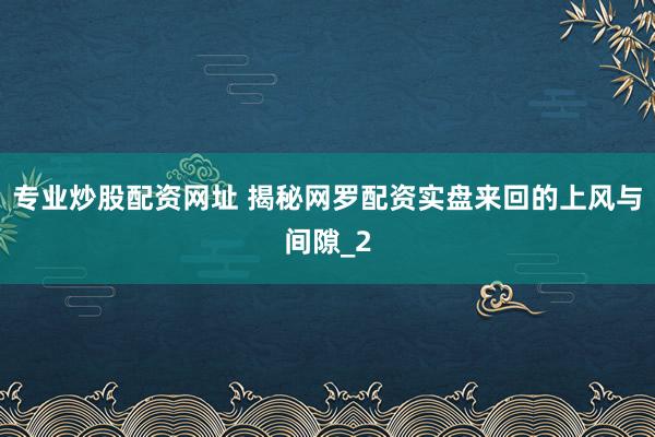 专业炒股配资网址 揭秘网罗配资实盘来回的上风与间隙_2