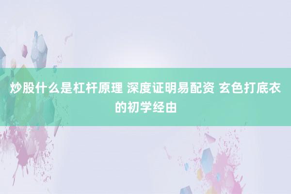 炒股什么是杠杆原理 深度证明易配资 玄色打底衣的初学经由