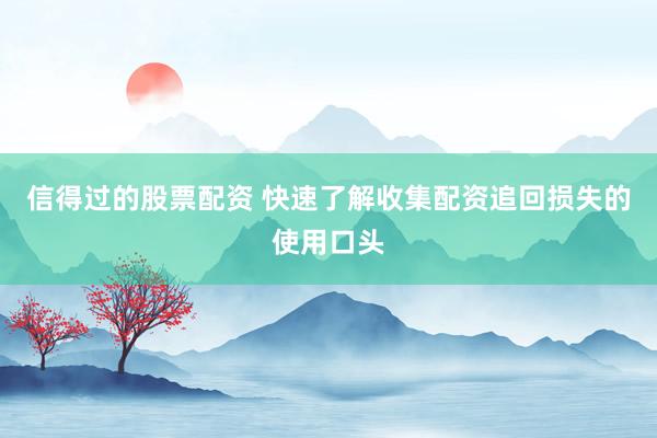 信得过的股票配资 快速了解收集配资追回损失的使用口头