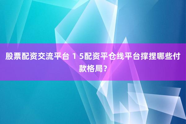 股票配资交流平台 1 5配资平仓线平台撑捏哪些付款格局?