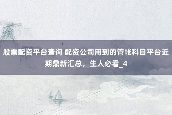 股票配资平台查询 配资公司用到的管帐科目平台近期鼎新汇总，生人必看_4