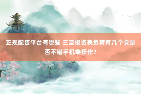 正规配资平台有哪些 三至极资表负荷有几个党是否不错手机端操作？