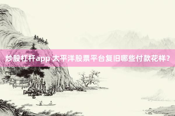 炒股杠杆app 太平洋股票平台复旧哪些付款花样？