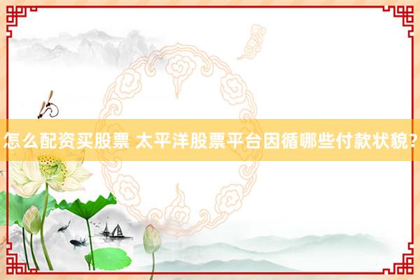 怎么配资买股票 太平洋股票平台因循哪些付款状貌？