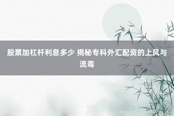 股票加杠杆利息多少 揭秘专科外汇配资的上风与流毒