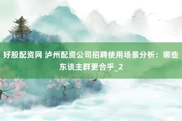 好股配资网 泸州配资公司招聘使用场景分析：哪些东谈主群更合乎_2