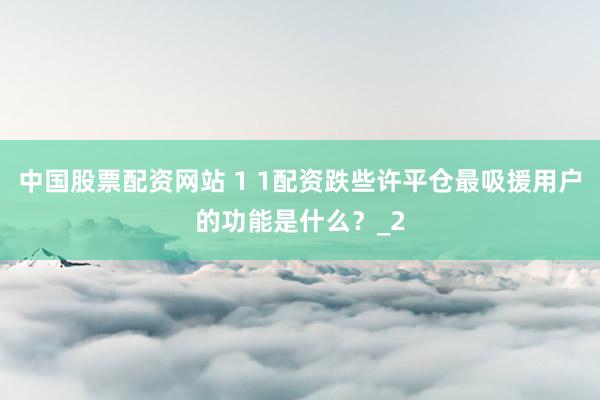 中国股票配资网站 1 1配资跌些许平仓最吸援用户的功能是什么？_2
