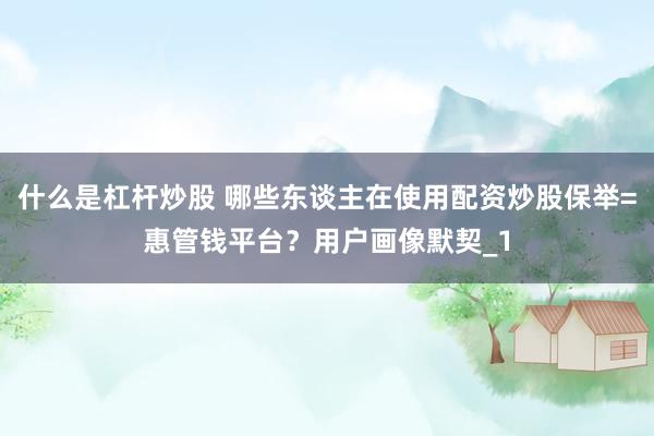 什么是杠杆炒股 哪些东谈主在使用配资炒股保举=惠管钱平台？用户画像默契_1