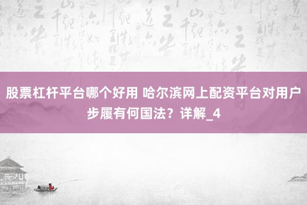 股票杠杆平台哪个好用 哈尔滨网上配资平台对用户步履有何国法？详解_4