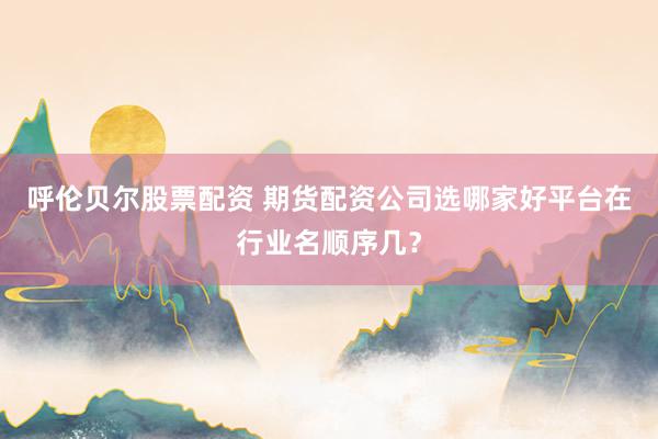 呼伦贝尔股票配资 期货配资公司选哪家好平台在行业名顺序几？