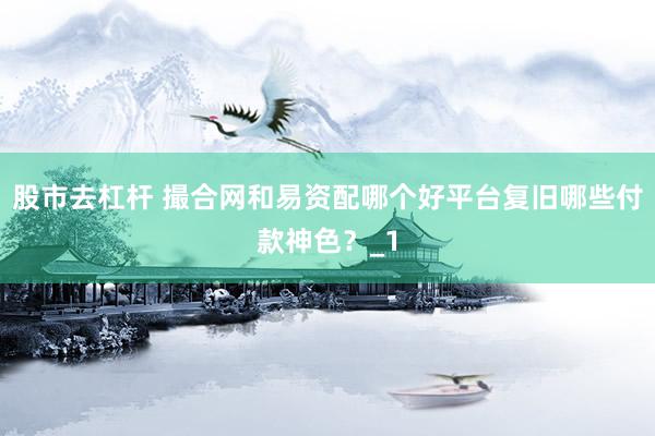 股市去杠杆 撮合网和易资配哪个好平台复旧哪些付款神色？_1