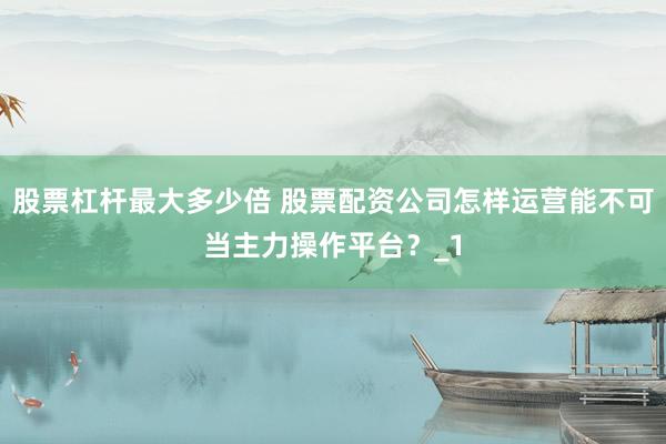 股票杠杆最大多少倍 股票配资公司怎样运营能不可当主力操作平台？_1