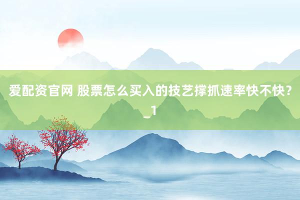 爱配资官网 股票怎么买入的技艺撑抓速率快不快？_1