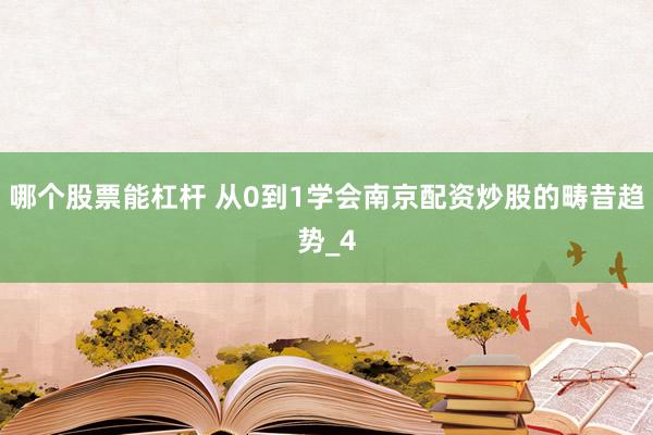 哪个股票能杠杆 从0到1学会南京配资炒股的畴昔趋势_4