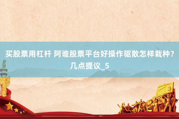 买股票用杠杆 阿谁股票平台好操作驱散怎样栽种？几点提议_5