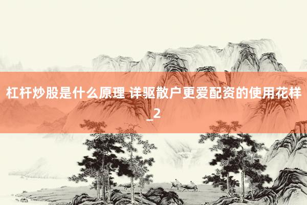杠杆炒股是什么原理 详驱散户更爱配资的使用花样_2