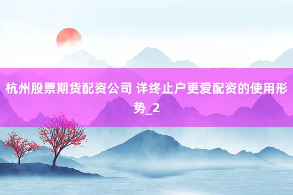 杭州股票期货配资公司 详终止户更爱配资的使用形势_2