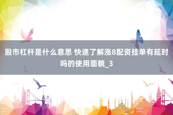股市杠杆是什么意思 快速了解涨8配资挂单有延时吗的使用面貌_3