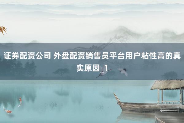 证券配资公司 外盘配资销售员平台用户粘性高的真实原因_1