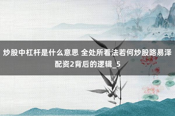炒股中杠杆是什么意思 全处所看法若何炒股路易泽配资2背后的逻辑_5