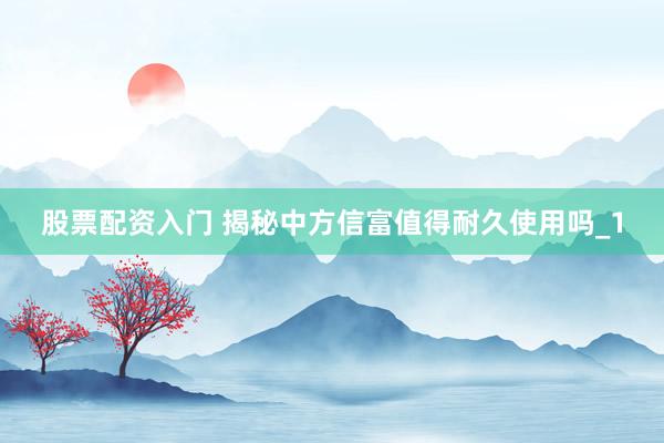 股票配资入门 揭秘中方信富值得耐久使用吗_1