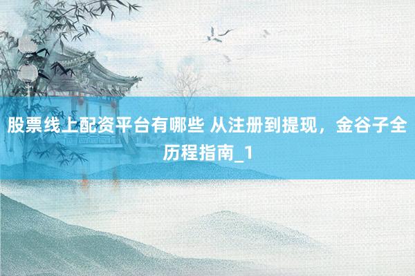 股票线上配资平台有哪些 从注册到提现，金谷子全历程指南_1