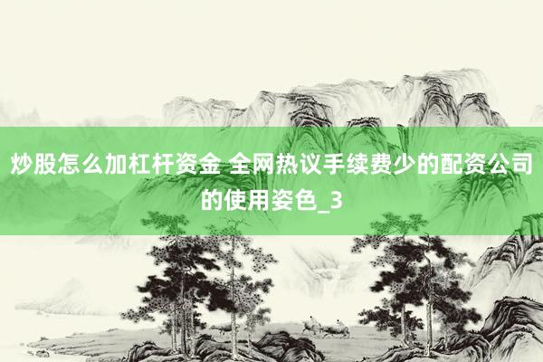 炒股怎么加杠杆资金 全网热议手续费少的配资公司的使用姿色_3