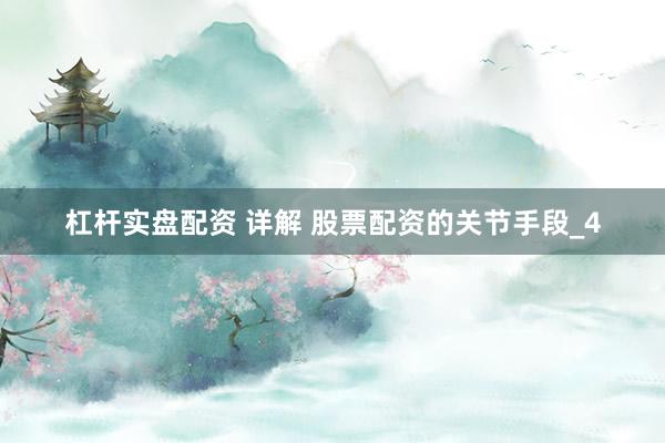 杠杆实盘配资 详解 股票配资的关节手段_4