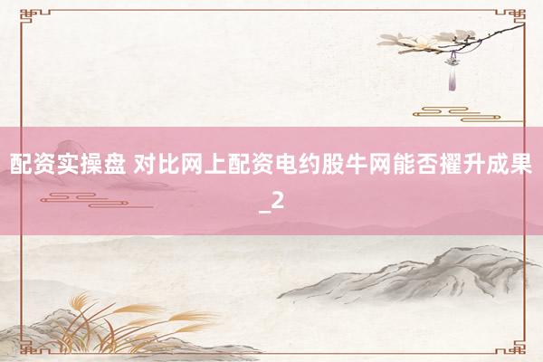 配资实操盘 对比网上配资电约股牛网能否擢升成果_2