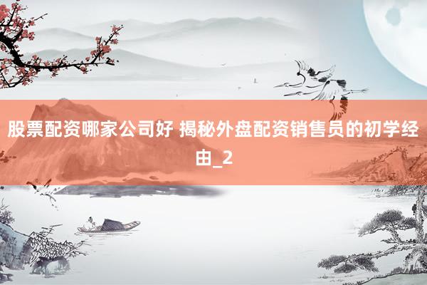 股票配资哪家公司好 揭秘外盘配资销售员的初学经由_2