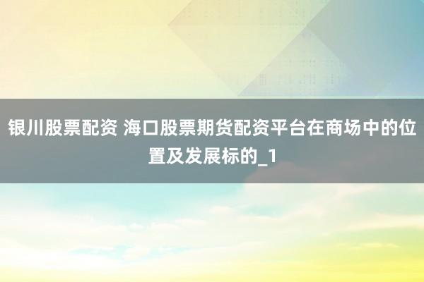银川股票配资 海口股票期货配资平台在商场中的位置及发展标的_1