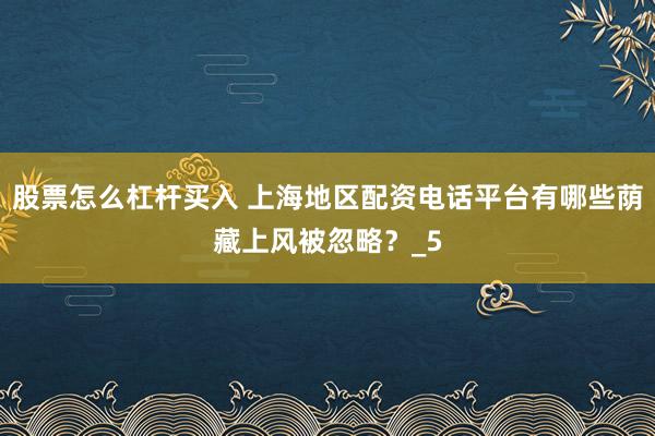股票怎么杠杆买入 上海地区配资电话平台有哪些荫藏上风被忽略？_5