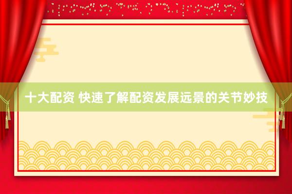 十大配资 快速了解配资发展远景的关节妙技