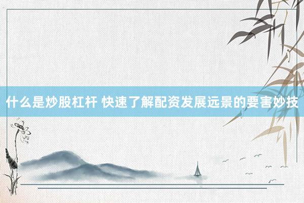 什么是炒股杠杆 快速了解配资发展远景的要害妙技