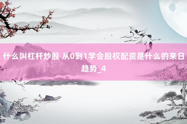 什么叫杠杆炒股 从0到1学会股权配资是什么的来日趋势_4