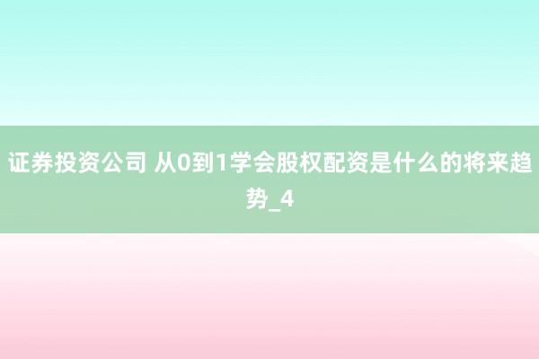 证券投资公司 从0到1学会股权配资是什么的将来趋势_4