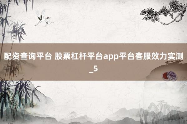 配资查询平台 股票杠杆平台app平台客服效力实测_5